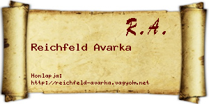 Reichfeld Avarka névjegykártya